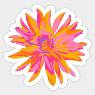 DAHLIA BURSTS Abstract Blooming Floral Summer Bright Flowers - Fuchsia Pink Yellow Purple on Dark Blue - UnBlink Studio by Jackie Tahara Sticker